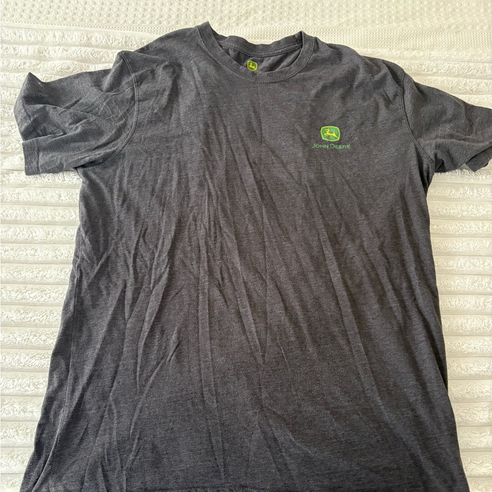 John Deere Charcoal Tee with Green Logo